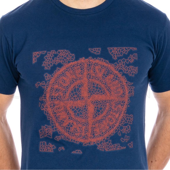 STONE ISLAND COMPASS MENS NAVY TEE NWT